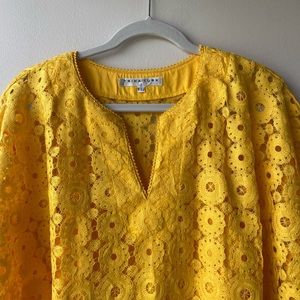 Trina Turk yellow eyelet dress.